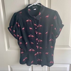 Black Flamingo Peplum Blouse Sz L